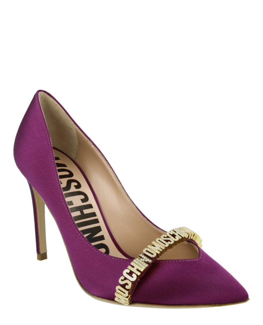Moschino Logo Lettering Satin Pumps