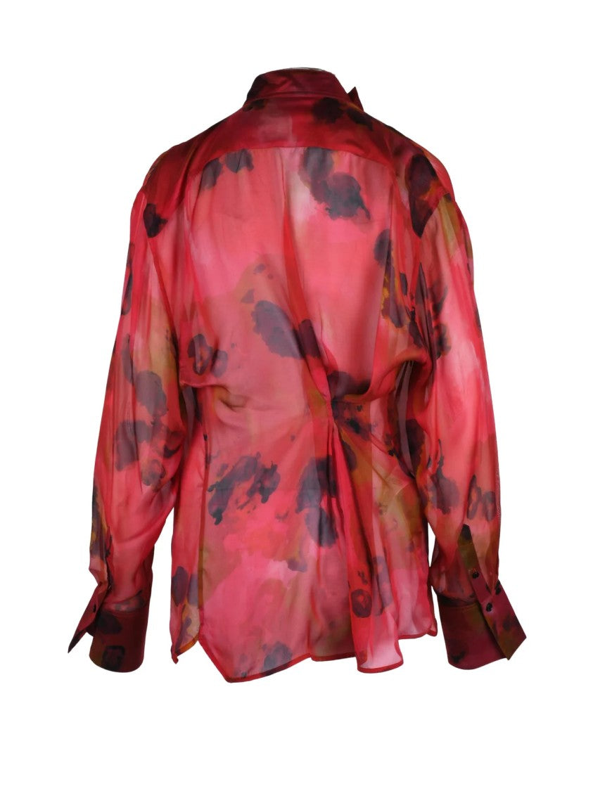 Victoria Beckham Multicolor Floral Silk High-Neck Blouse