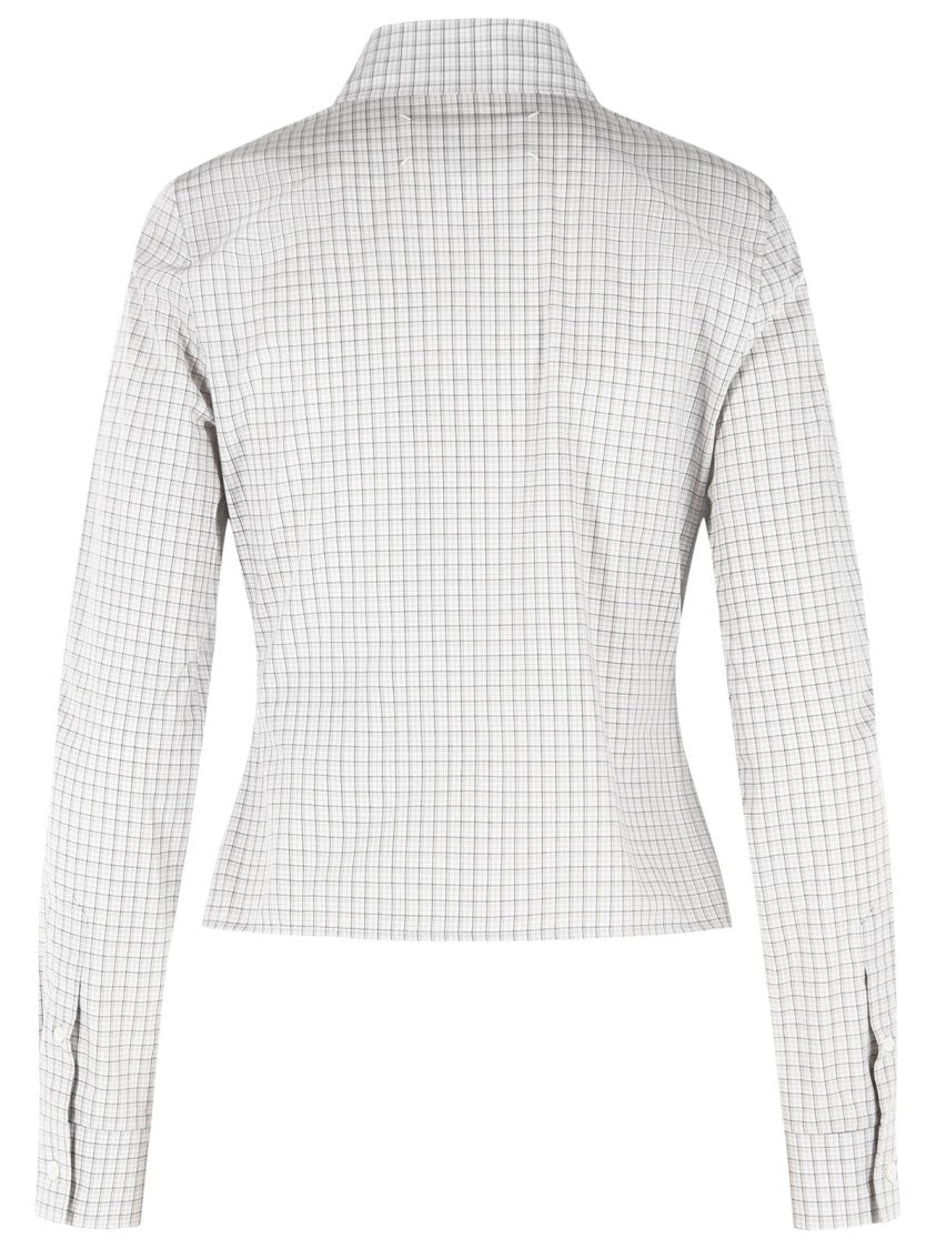 Maison Margiela Beige Checkered Asymmetric Hem Cotton Shirt