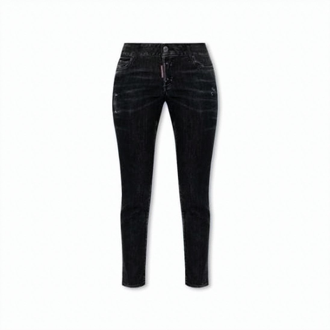 Dsquared2 Slim-Fit Black Denim Pants With Subtle Whiskering Details
