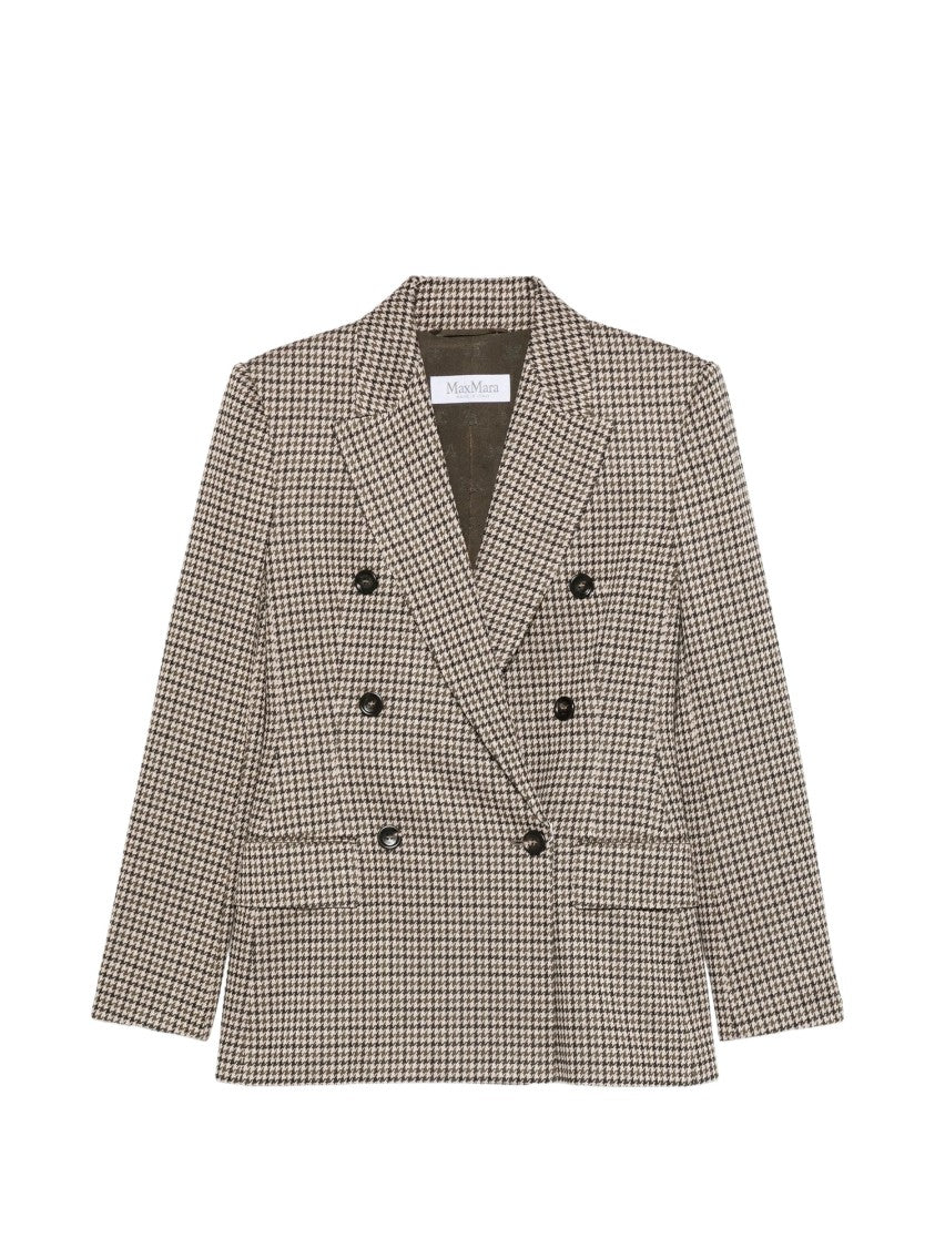 Max Mara Houndstooth Double-Breasted Cropped Blazer
