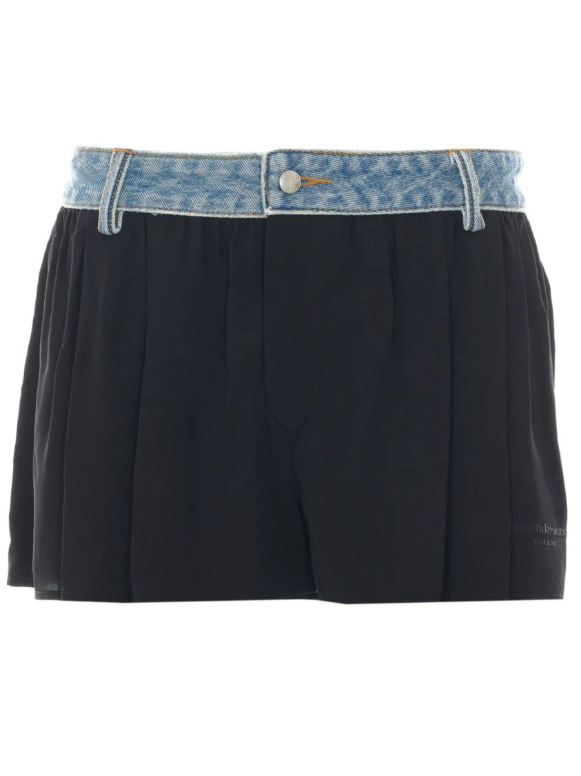 Alexander Wang Black Mid-Rise Denim Waistband Shorts