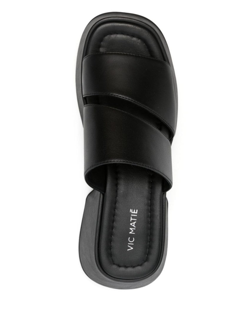 Vic Matié Black Cut-Out Square Open Back Sandals