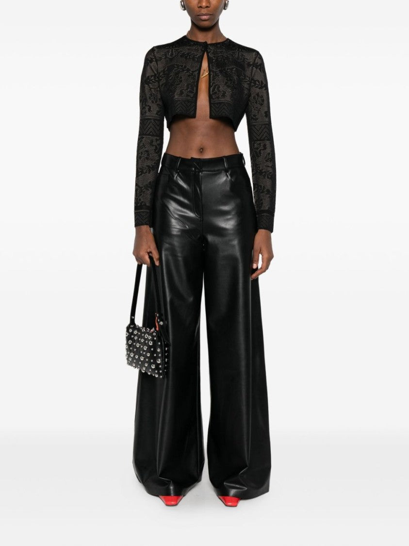 Twin-Set Cropped Sweater With Black Lace Overlay