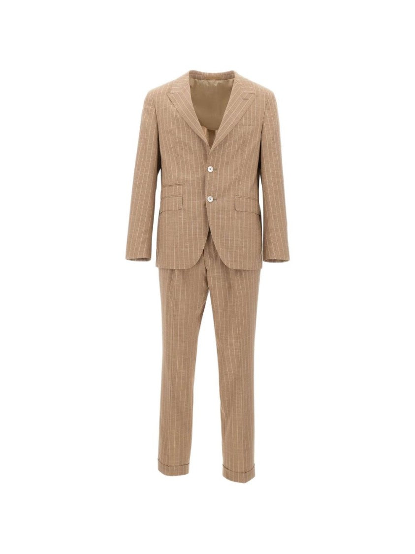 Boss Camel Tailored Camel Two-Piece Suit With Pinstripe Blazer And Trousers