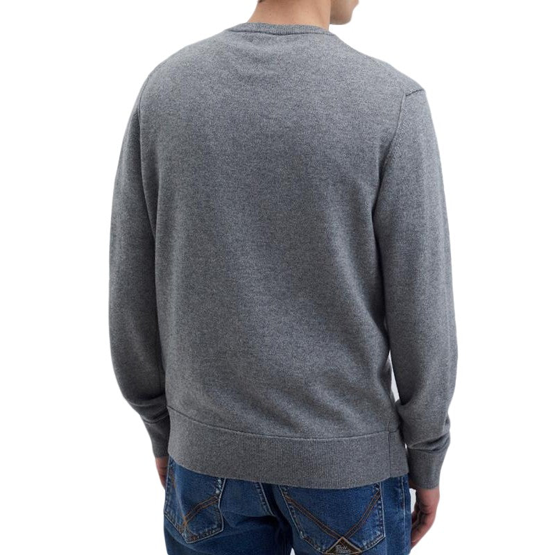Roy Rogers Grey Knit Pullover With Raw Edge Design And Ribbed Detailing