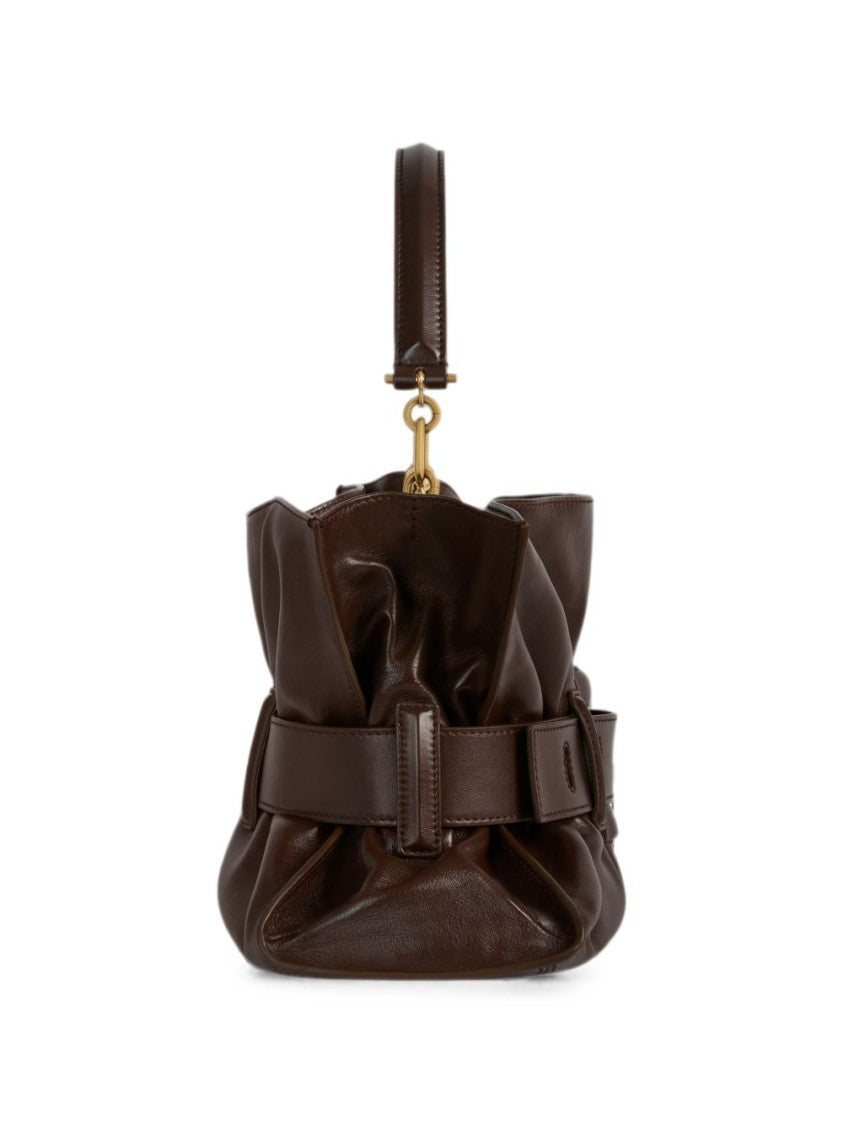 Balmain Soft Leather Wide Belt Shoulder Bag