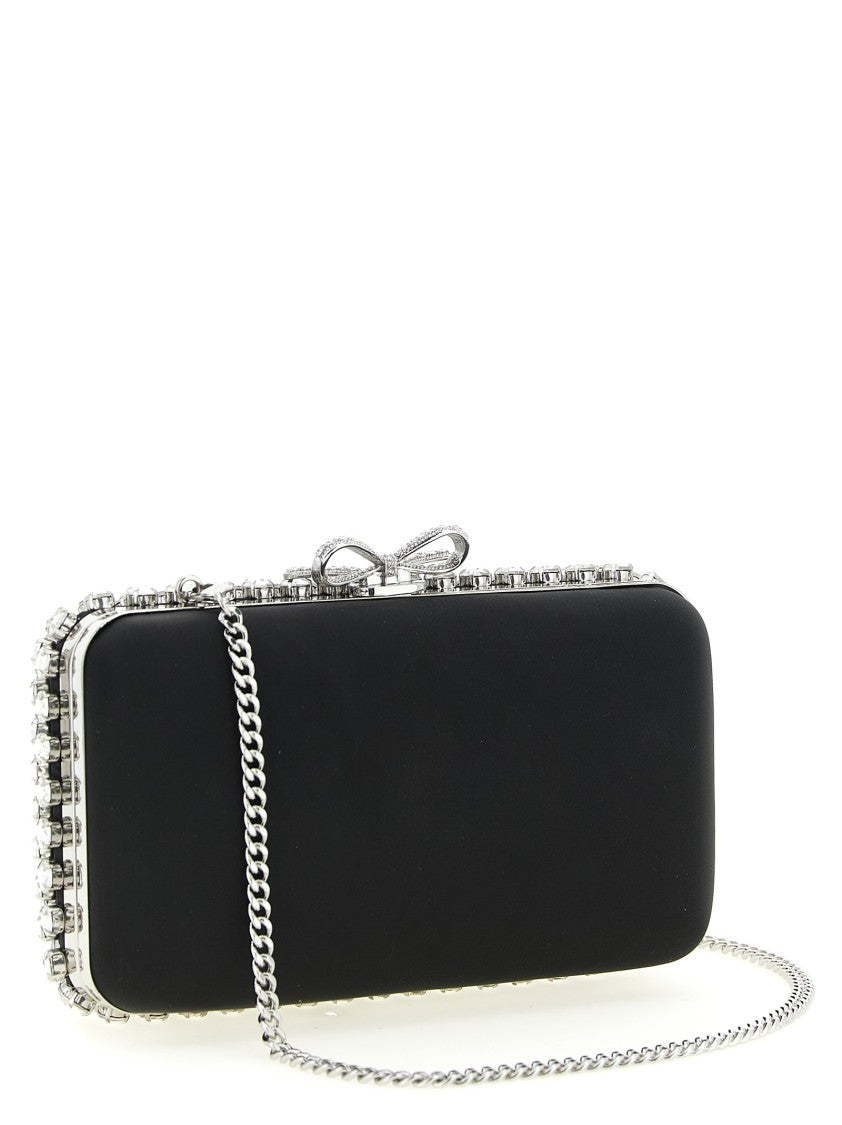 Self-Portrait 'Black Satin Crystal' Clutch