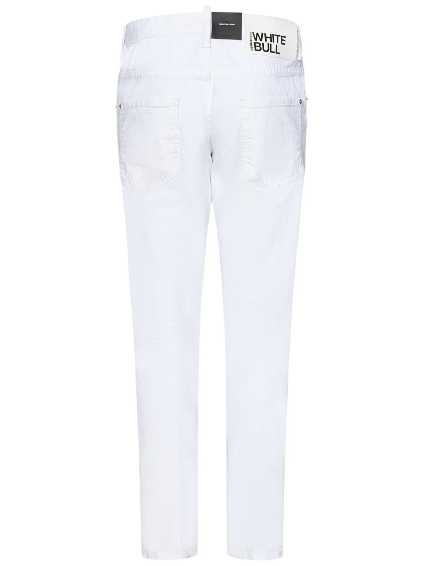Dsquared2 Slim Fit White Stretch Denim Skater Jeans