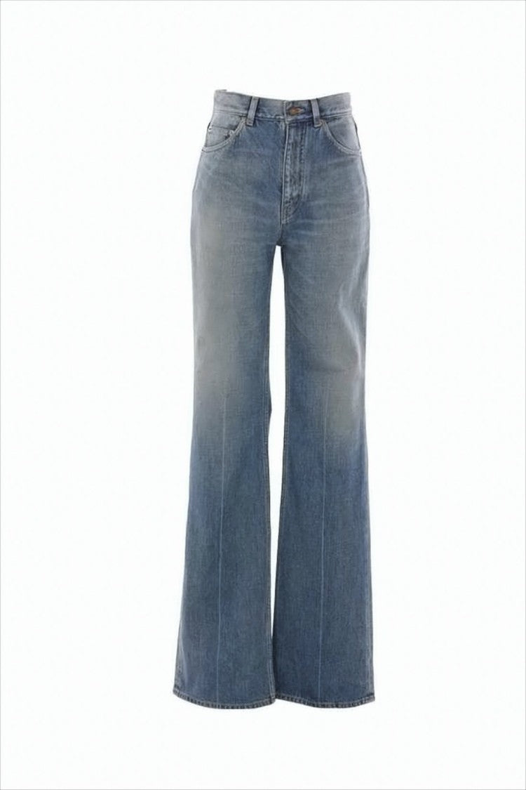 Saint Laurent High-Waisted Wide-Leg Denim Pants With Classic Five-Pocket Styling