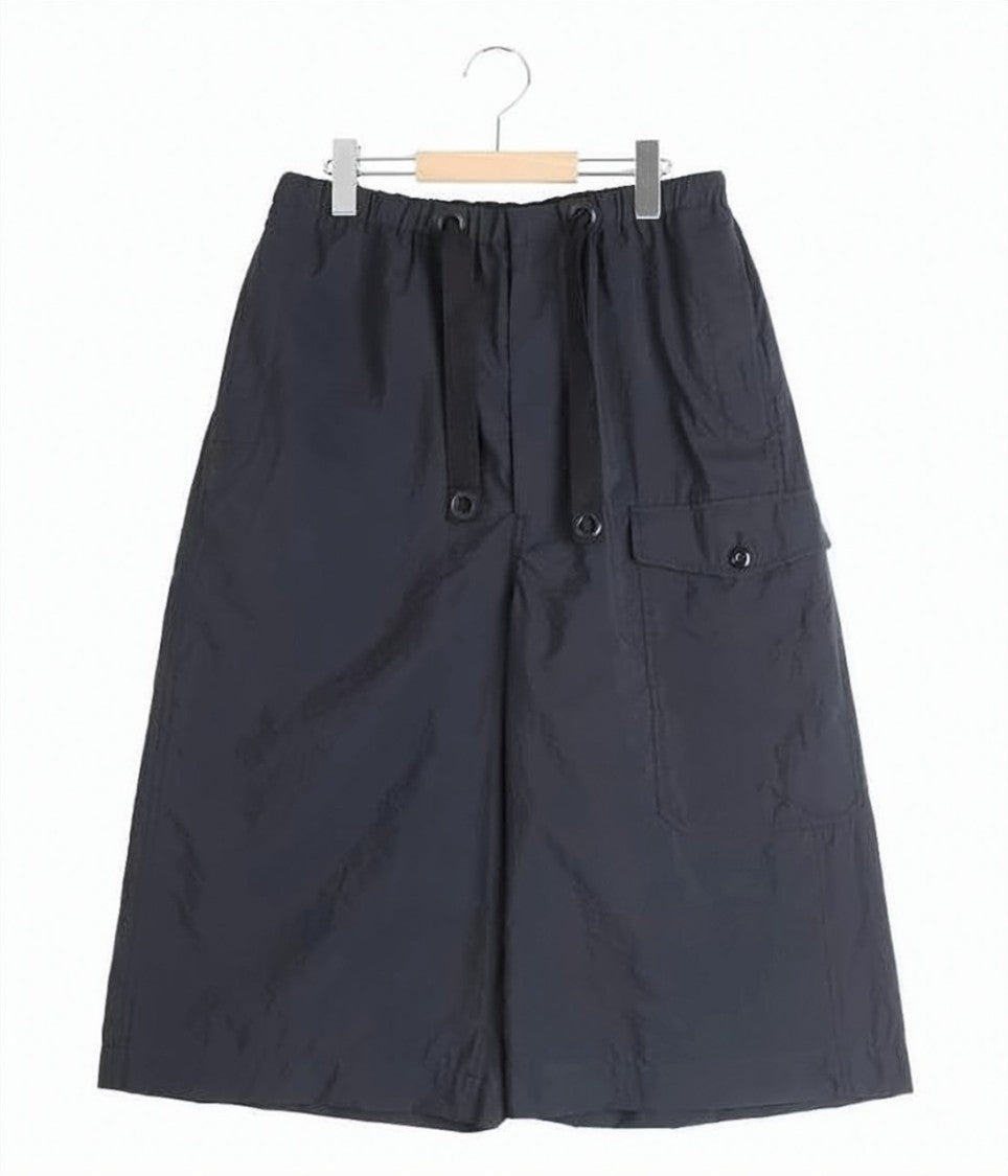 Lemaire Relaxed Fit Black Shorts With Utility Pocket