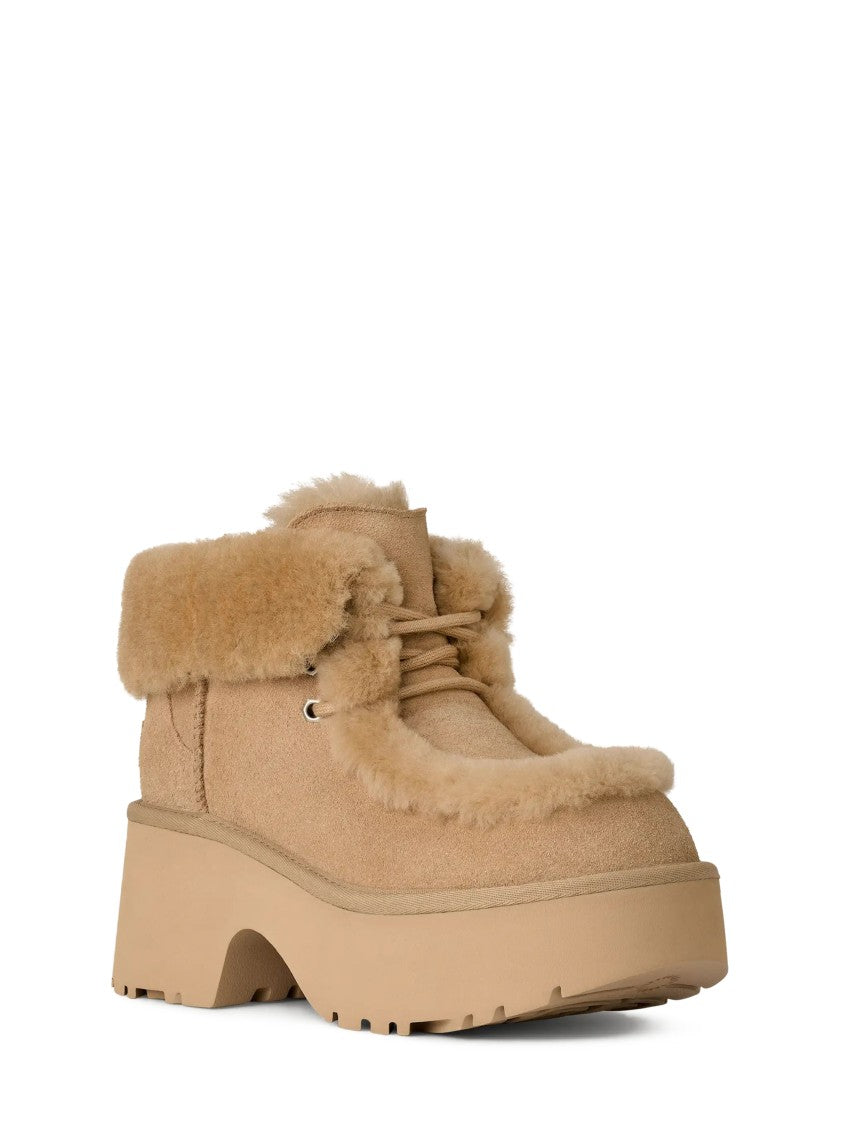 Ugg Platform Lace-Up Boots With Shearling Trim
