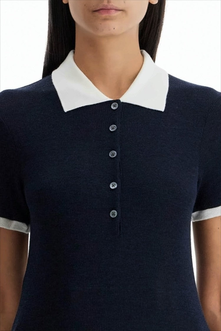 Thom Browne Short-Sleeved Wool Polo Shirt With Contrasting Details