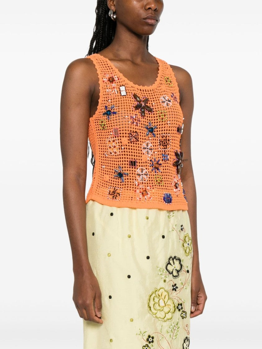 Kenzo Burnt Orange Sleeveless Scoop Neck Top