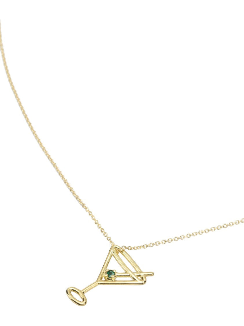 Aliita Gold-Toned Martini Glass Necklace With Emerald Detail