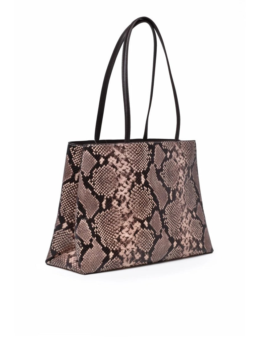 Tory Burch Trapezoidal Calfskin Leather Shoulder Bag With Snake Pattern