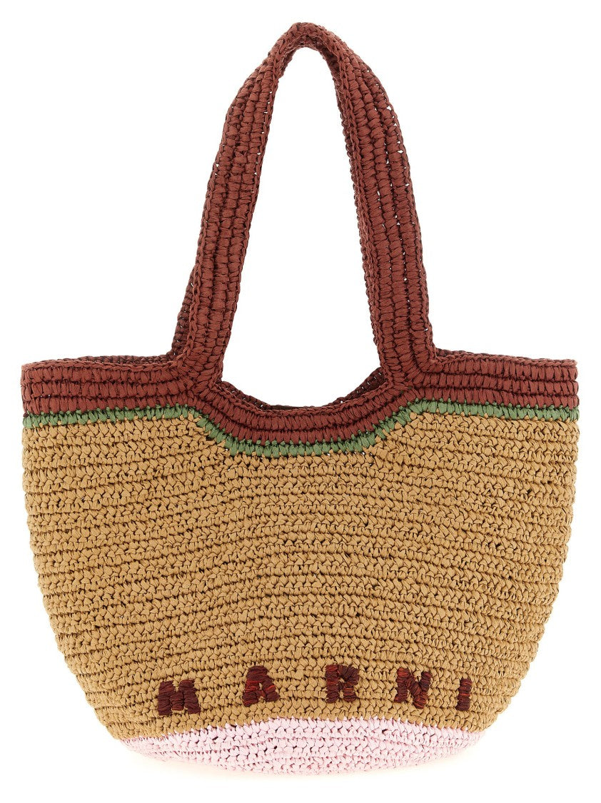 Marni Small 'Seaside' Hand-Woven Raffia Bag