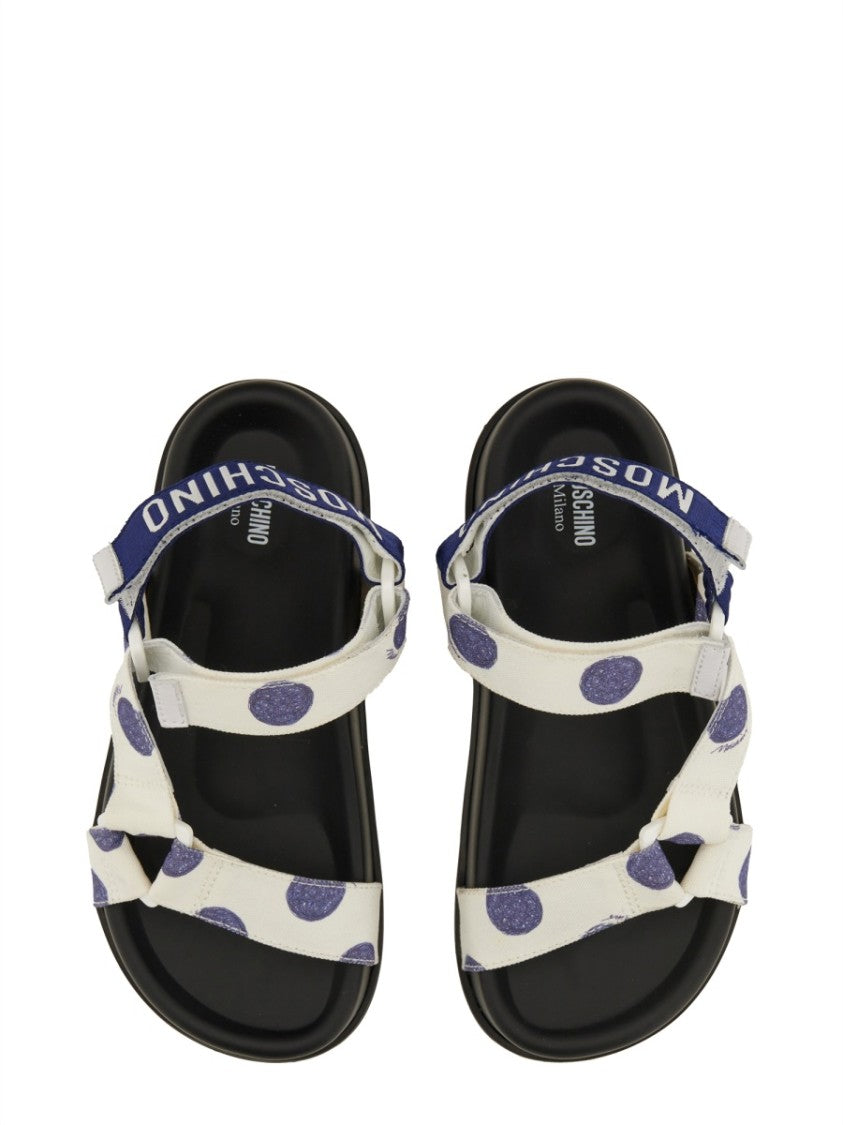 Moschino Polka Dot Wide Strap Sandals