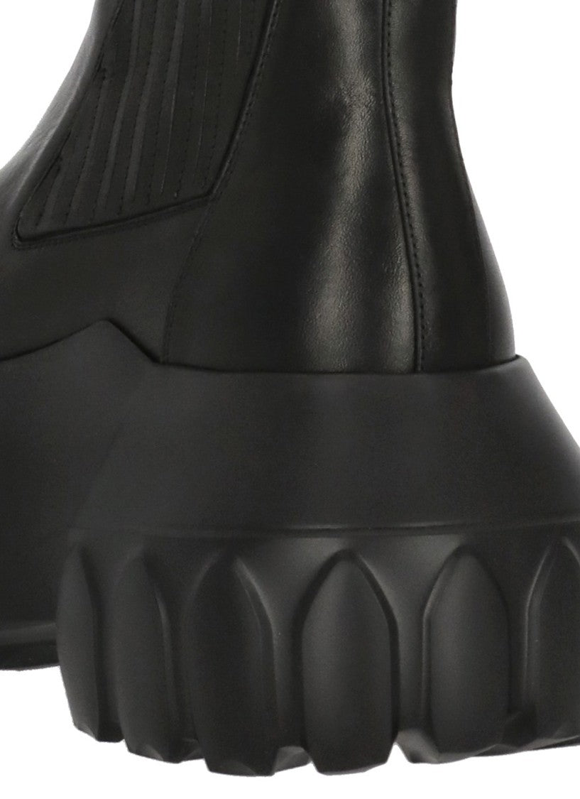 Rick Owens Black Chunky Sole Elastic Chelsea Boots