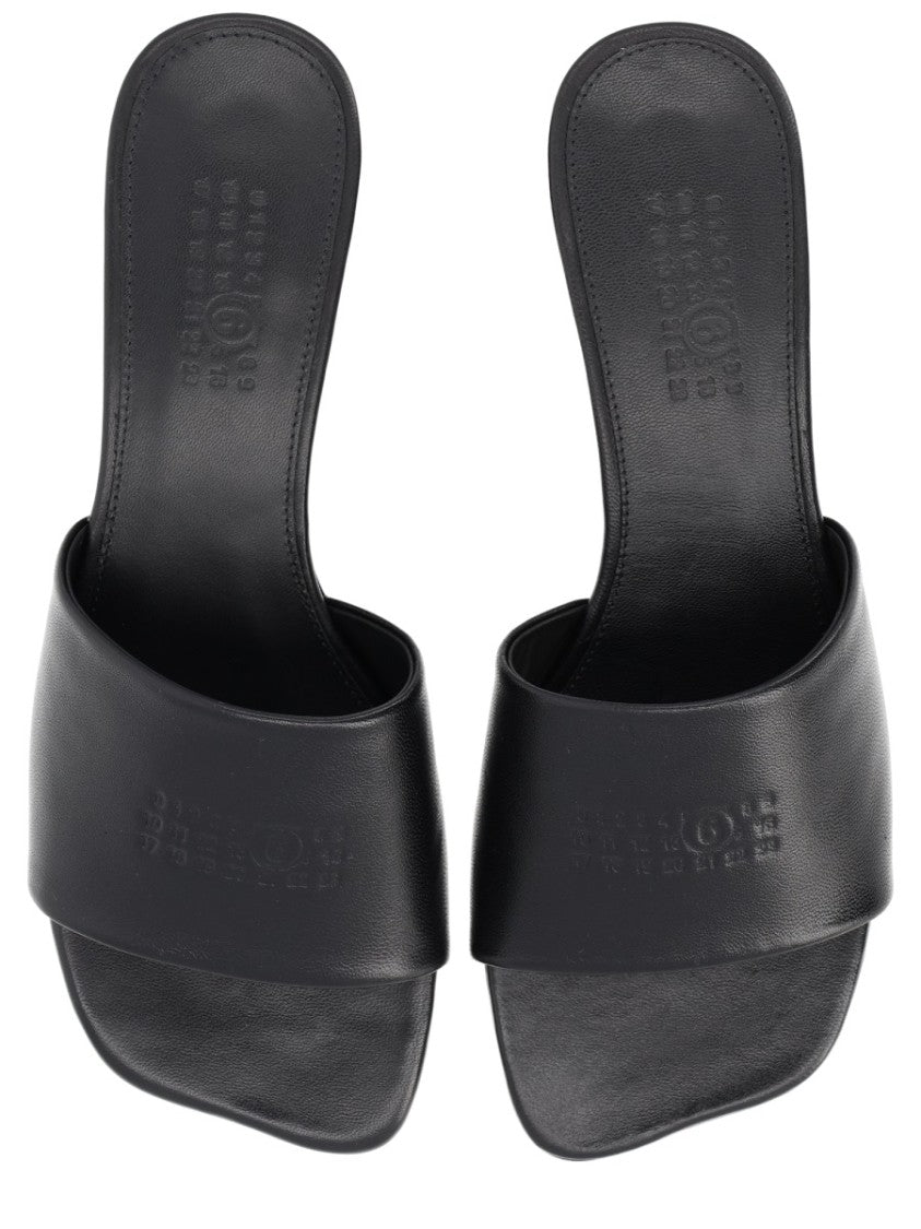 Mm6 By Maison Margiela Black Minimalist Embossed Leather Sandals