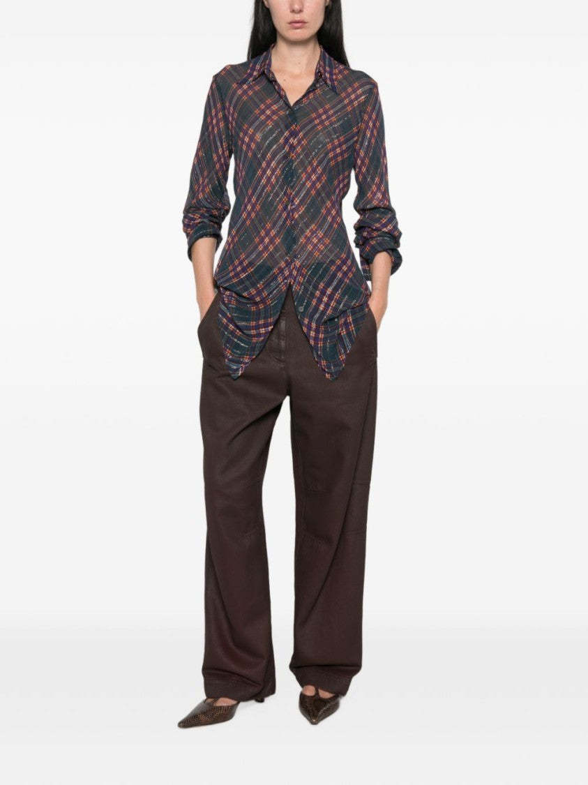 Dries Van Noten Plaid Long-Sleeve Button-Down Shirt