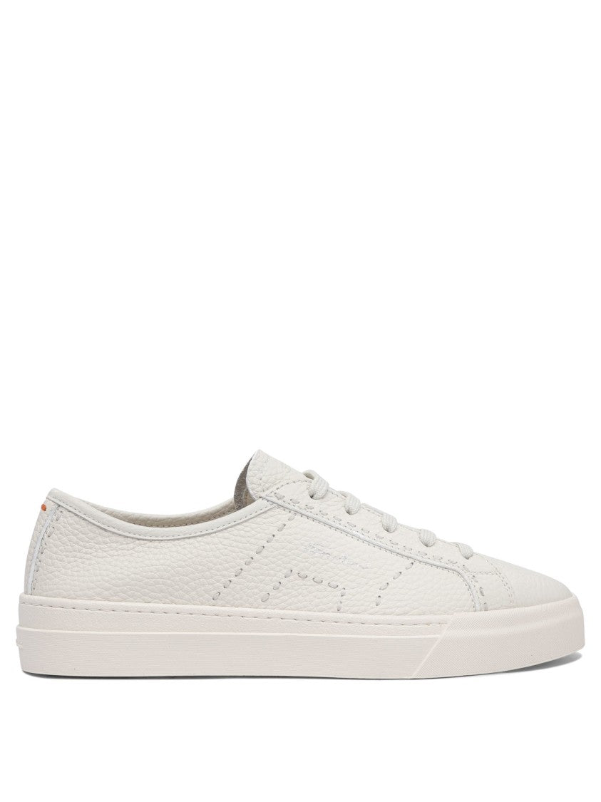 Santoni Calf Leather Slip-On Sneakers