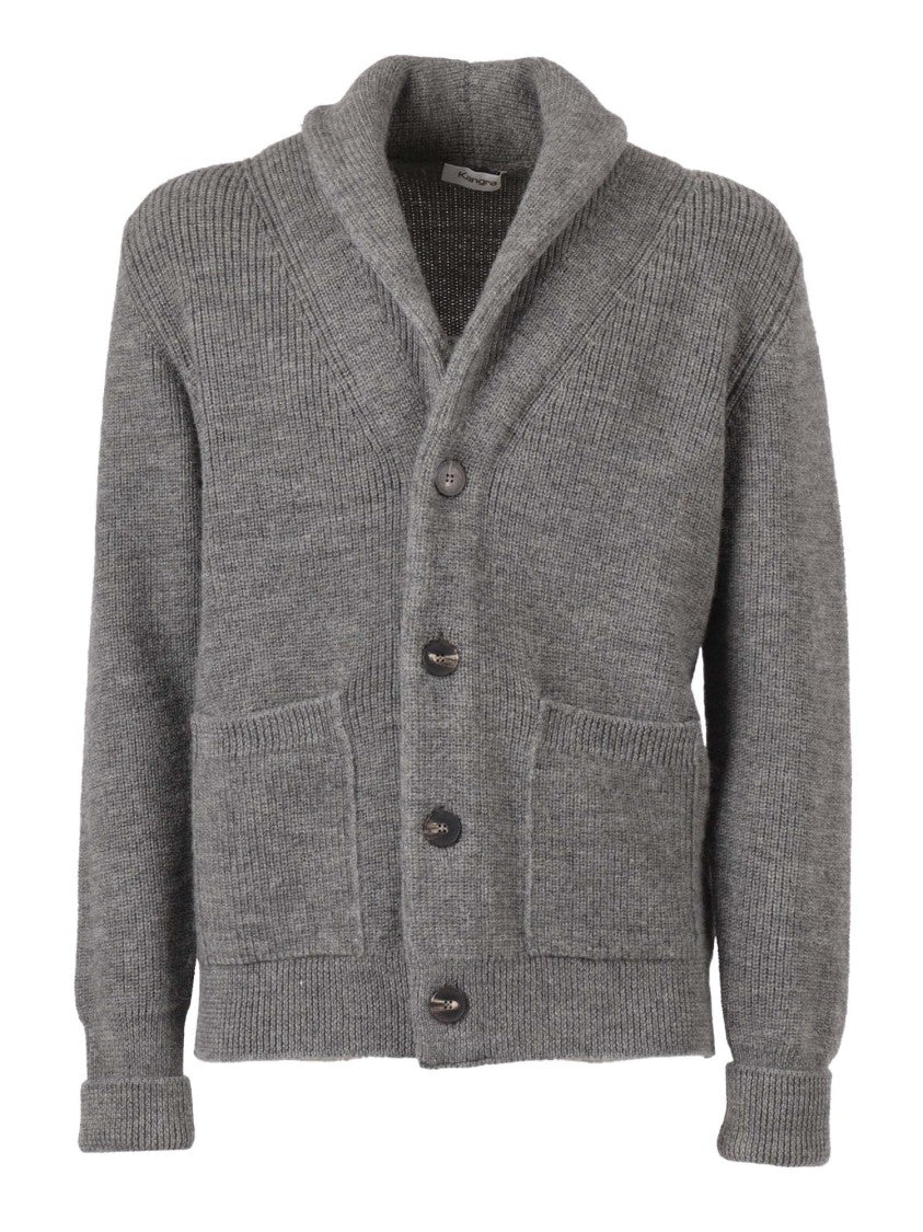Kangra Cashmere Textured Knit Shawl-Collared Jacket With Functional Pockets