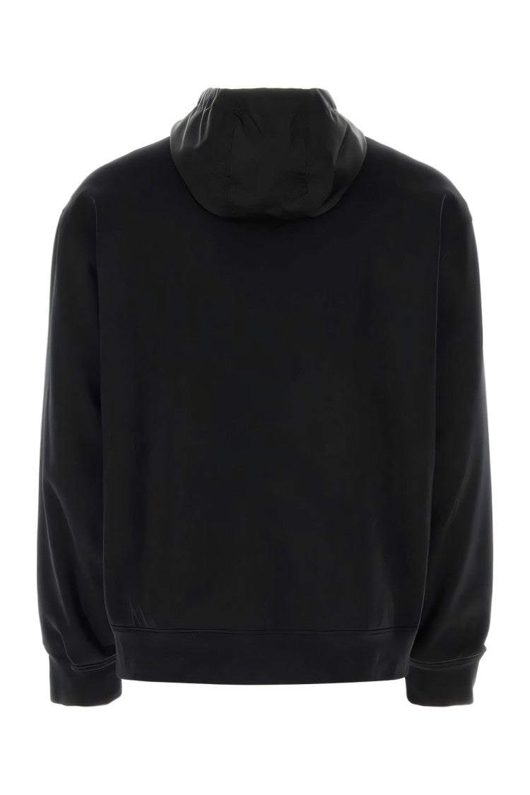 Prada Hooded Black Jacket With Button-Up Front