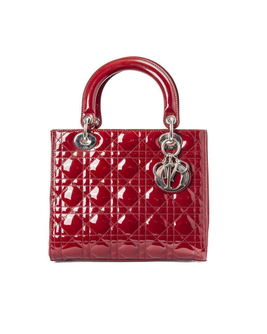 Dior Lady Vintage Medium Patent Leather Pink