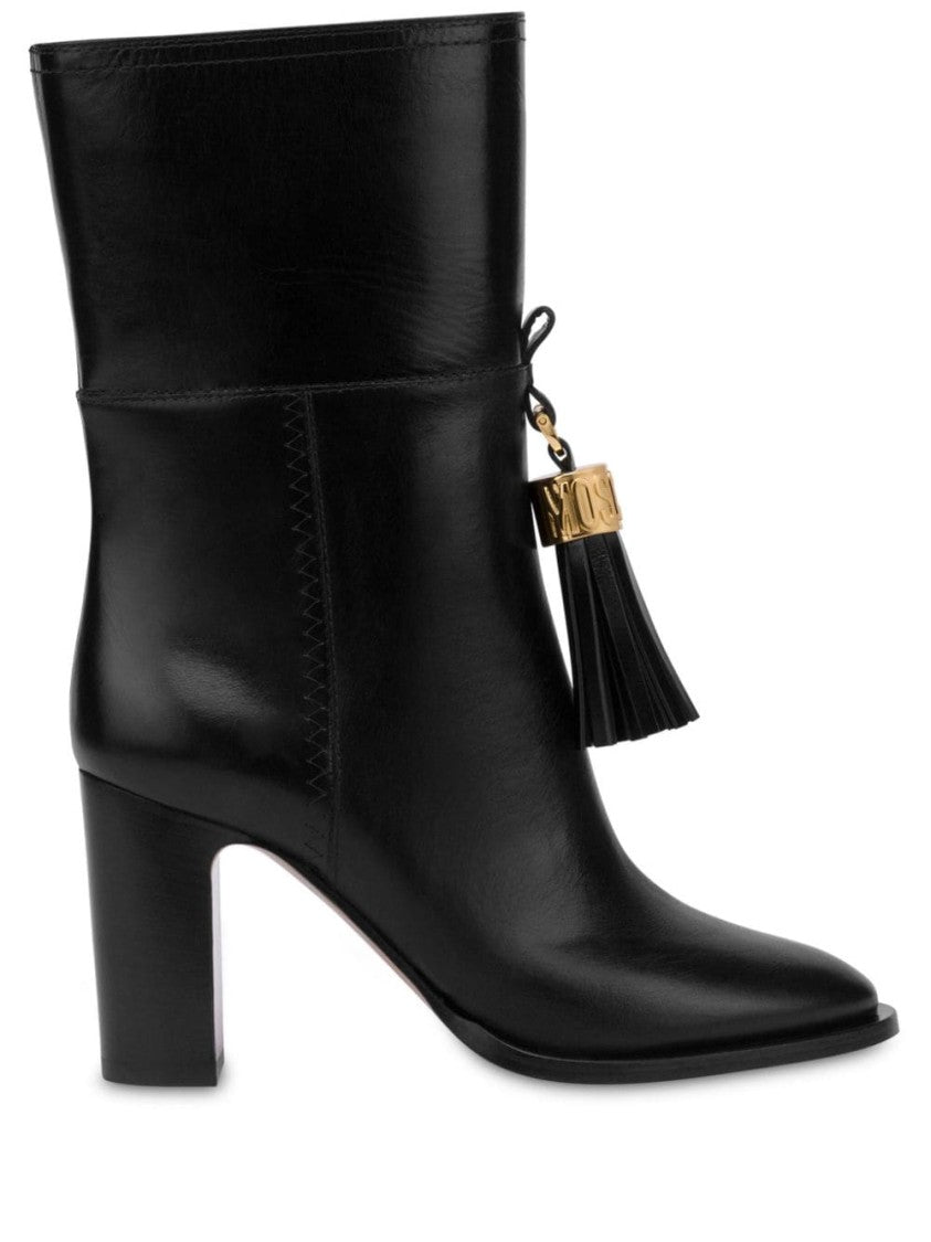 Moschino Ankle-Length Black Calf Leather Boots
