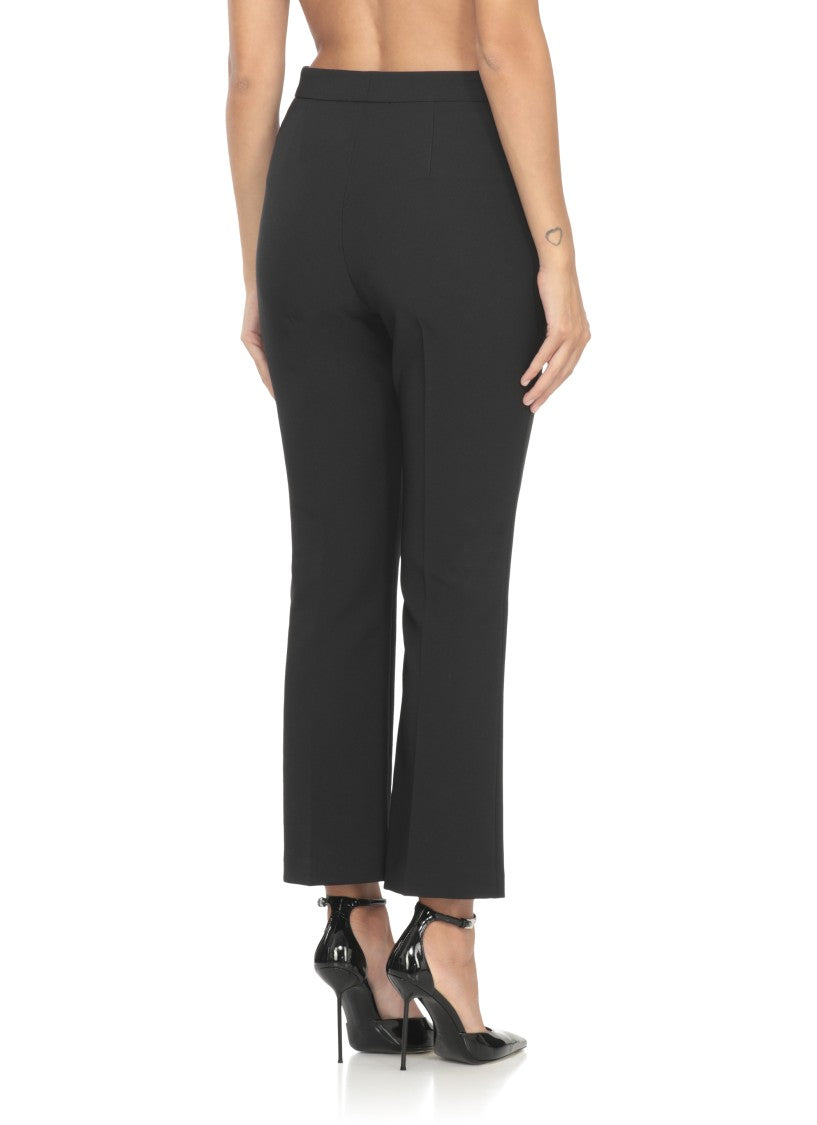 Elisabetta Franchi Straight-Leg Cropped Crepe Pants With Gold Accents