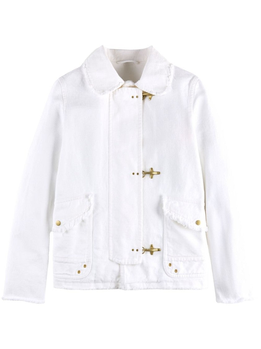 Fay White Jacket With Frayed Edges