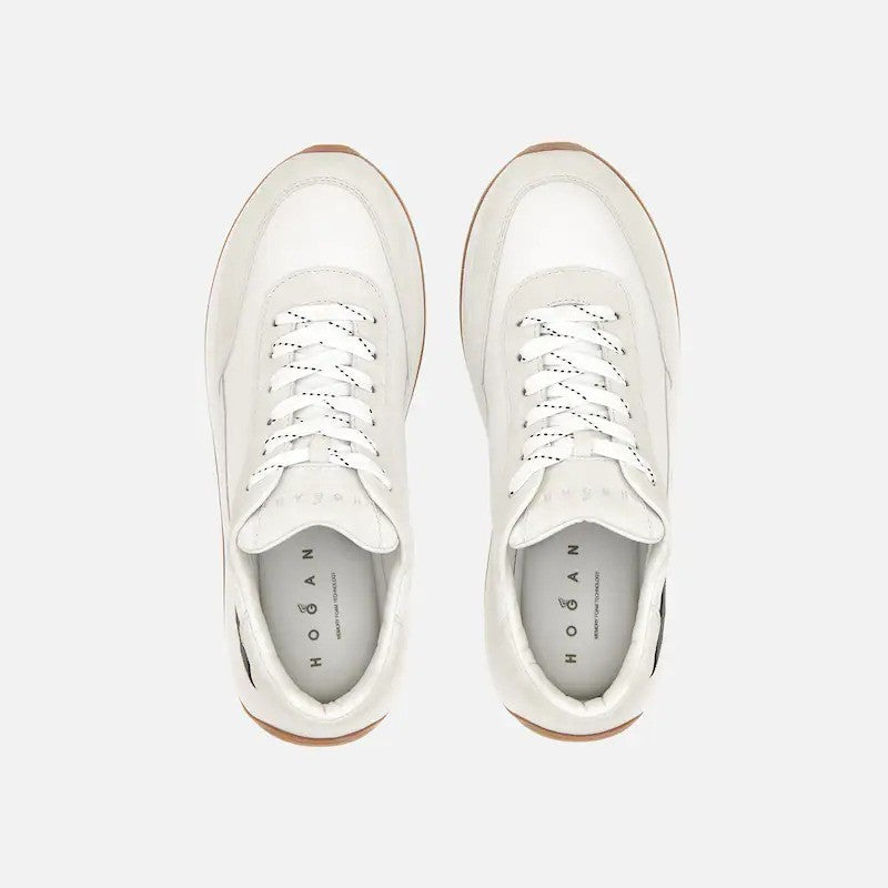 Hogan White Suede Signature Logo Low-Top Sneakers