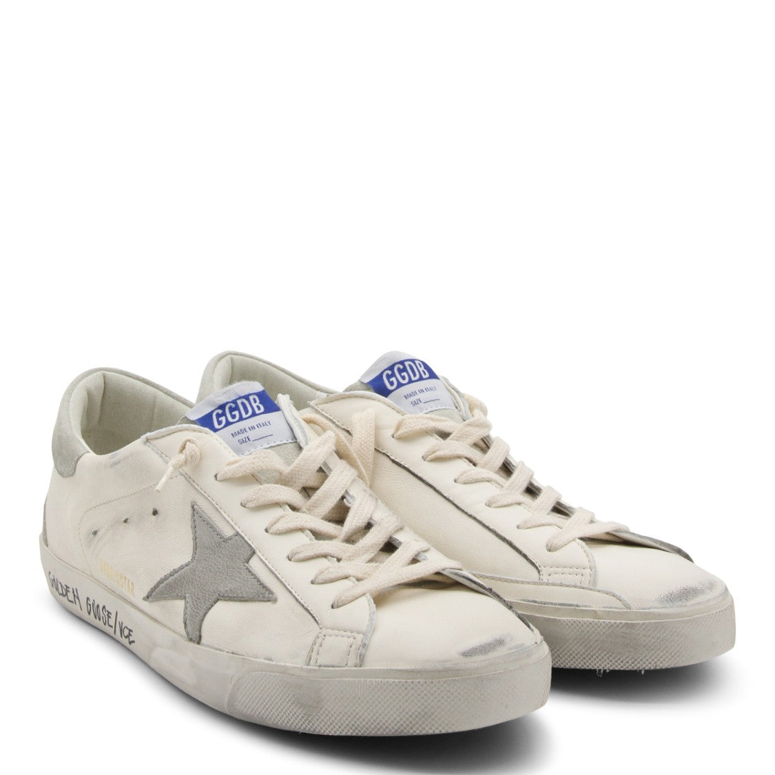 Golden Goose White And Grey Leather Sneakers