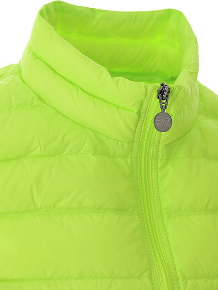 Emporio Armani Lime Down Waistcoat With Quilted Texture And Logo Zip