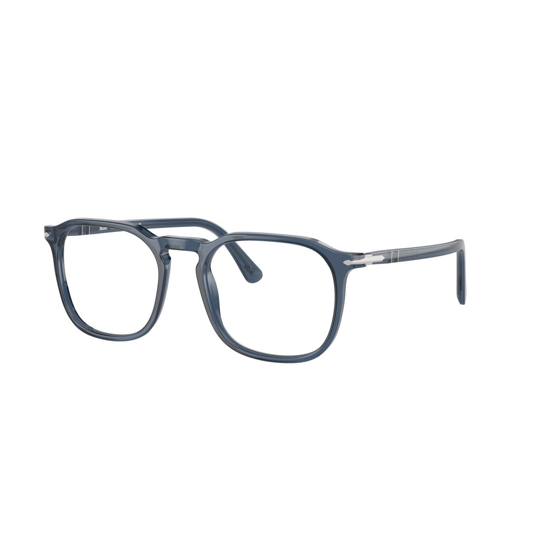 Persol 0Po3337v Translucent Acetate Square Frame Eyeglasses With Silver Accents