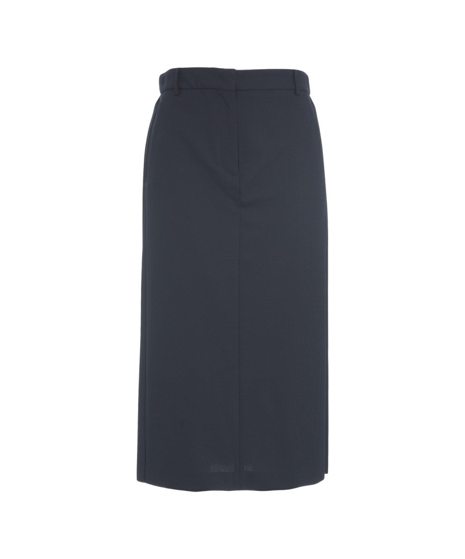Semi Couture Midi Skirt With Pleated And Smooth Design