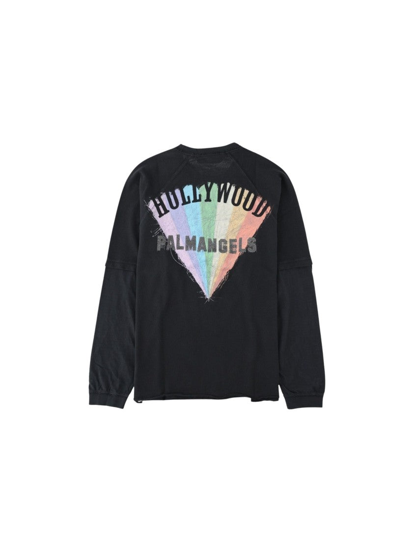 Palm Angels Black Neon Blvd Double Layer Graphic Printed T-Shirt