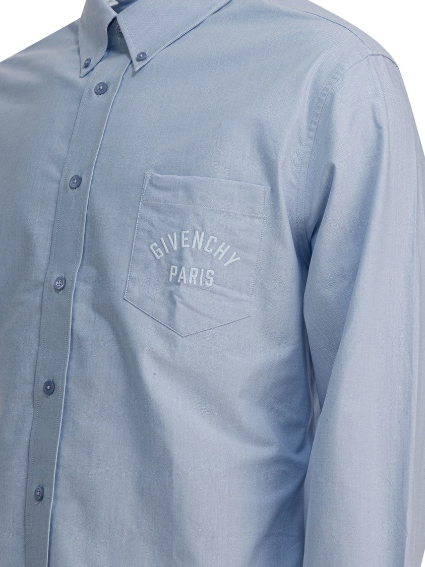 Givenchy Button-Down Collar Cotton Shirt With Signature Logo