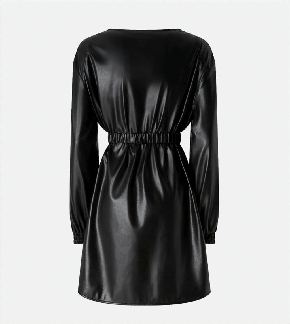 Pinko Short Dress With Leather Effect