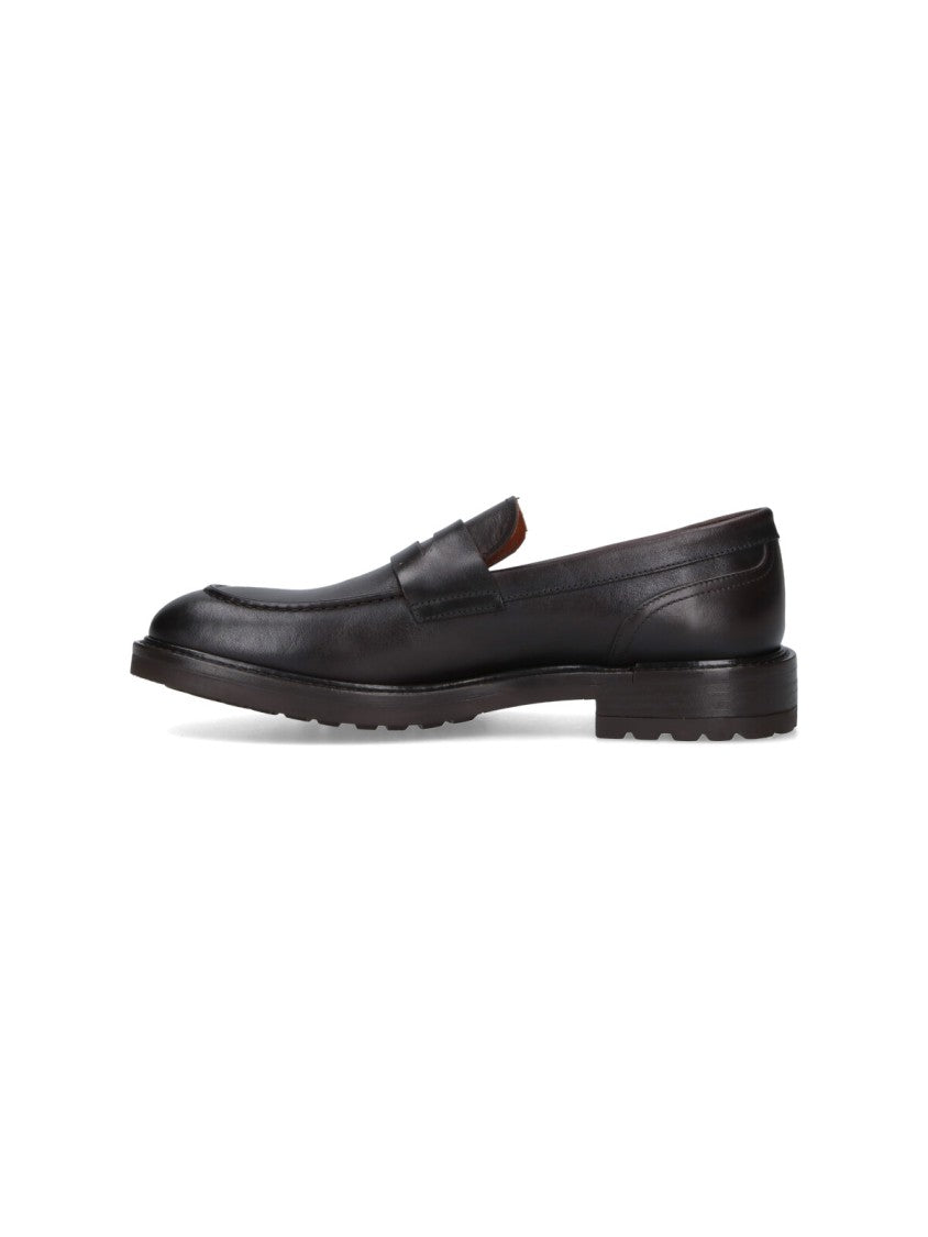 Alexander Hotto Smooth Leather Penny Loafers With Stitched Apron Front