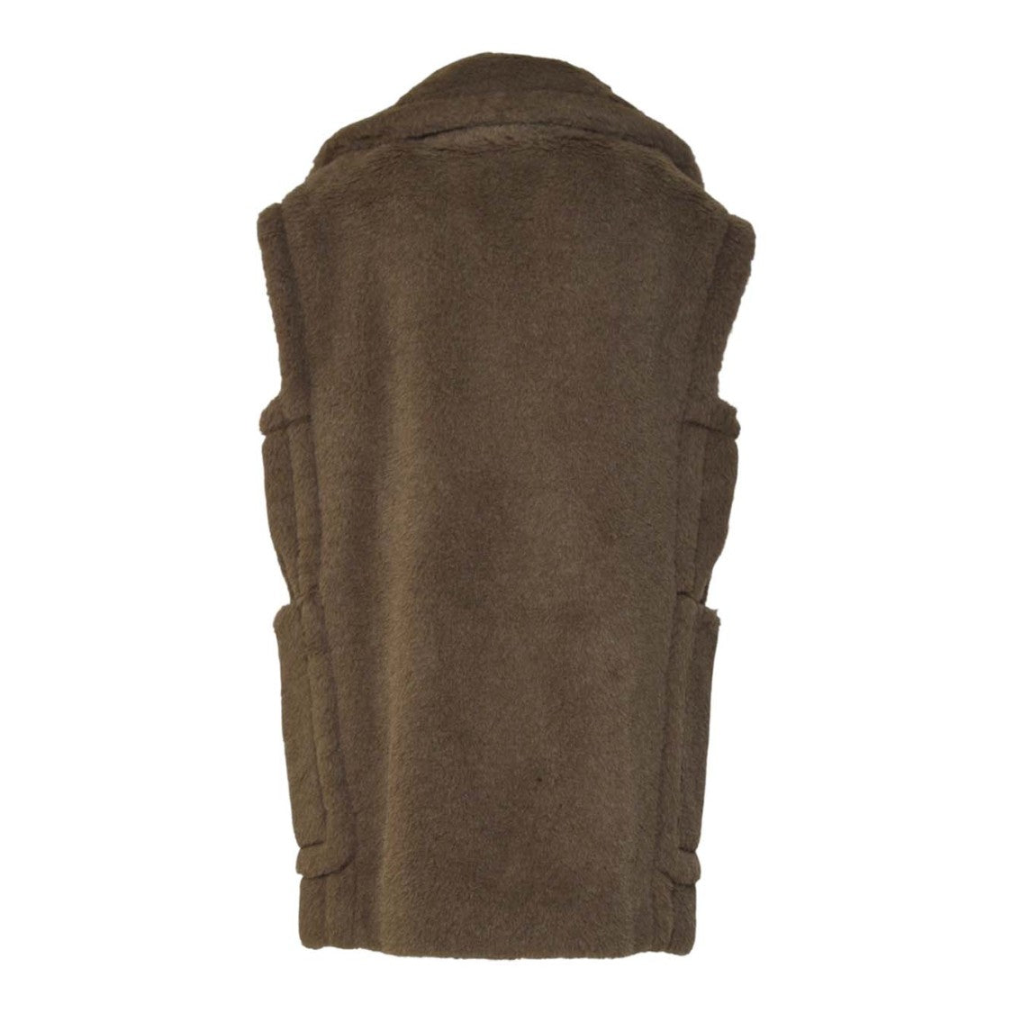 Max Mara Plush Sleeveless Jacket With Wide Lapel