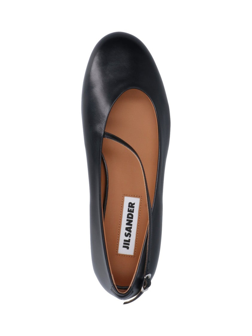 Jil Sander Black Elyss Round Toe Ballerina Flats