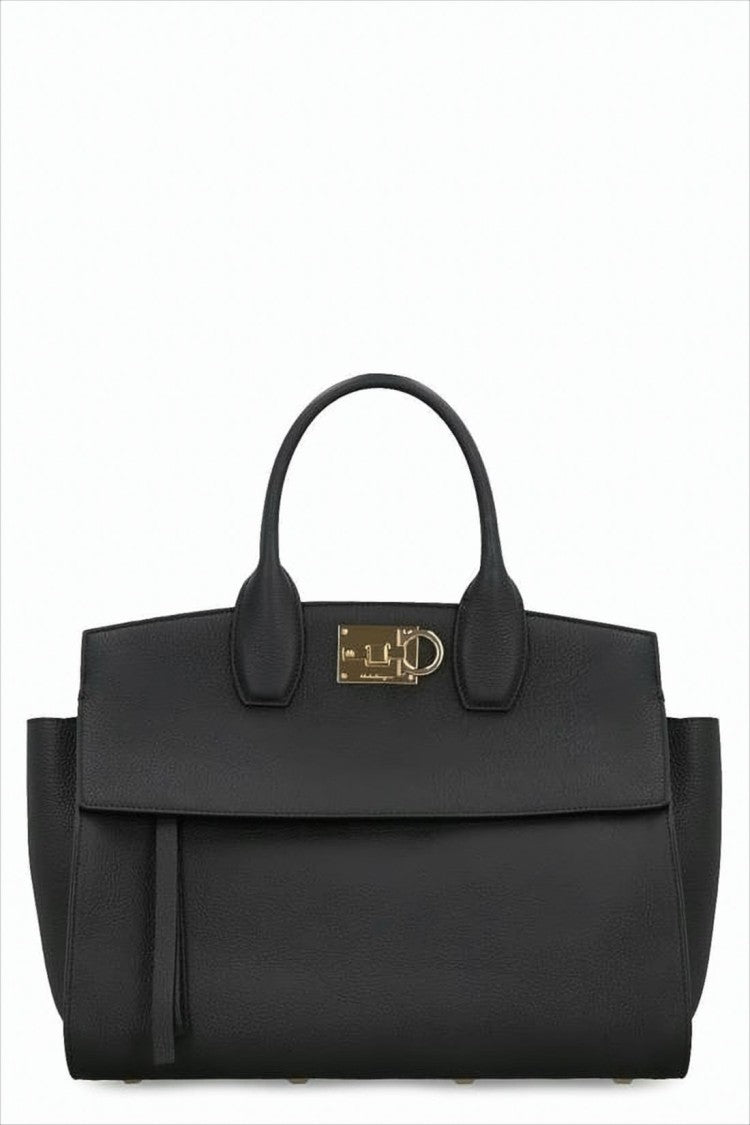 Salvatore Ferragamo Structured Calf Leather Tote Bag