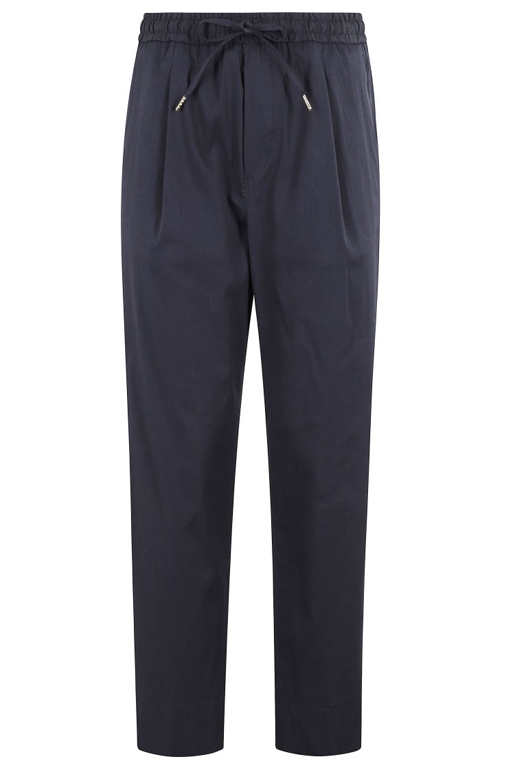 Briglia Cropped Blue Popeline Pants With Elasticized Waistband
