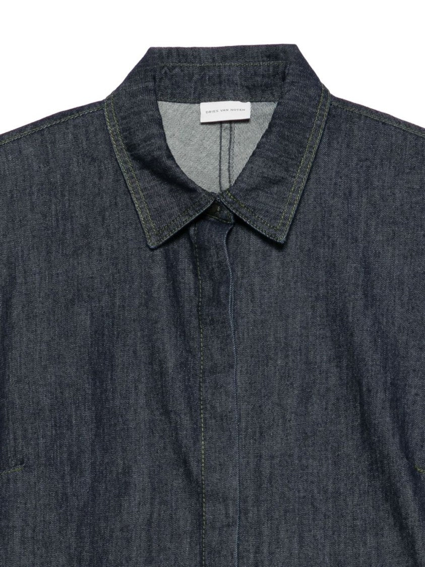 Dries Van Noten Denim Long-Sleeved Shirt With Classic Collar