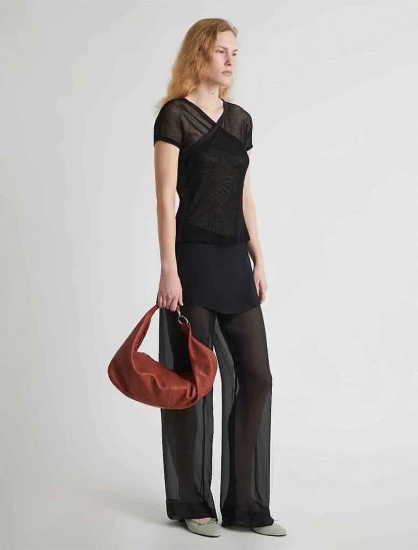 Paloma Wool Short-Sleeve Wrap Top With Textured Sheer Fabric