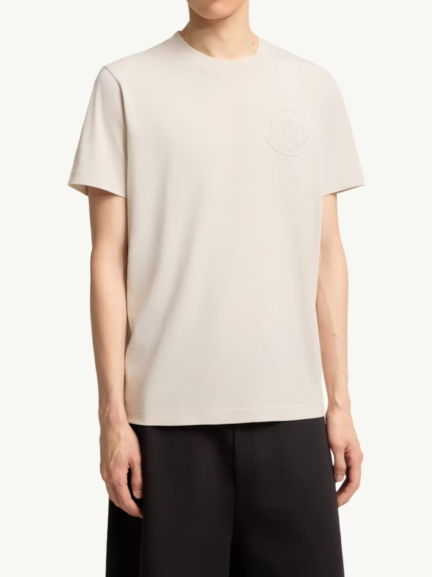 Moncler Minimalist Embossed Logo Short-Sleeve Cotton T-Shirt