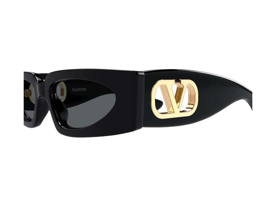 Valentino Gold Black Vg0001s Acetate Rectangular Sunglasses