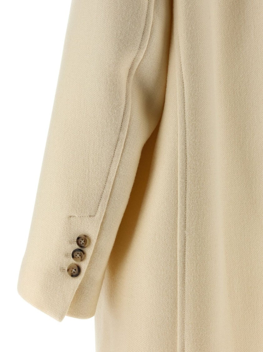 Ami Paris Double-Breasted Coat – White